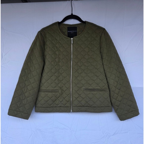 bagatelle Jackets & Blazers - Bagatelle New York Olive Green Quilted Zip Front Jacket Womens XLP Petite NWT